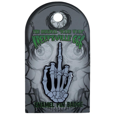 Skeleton Middle Finger Glow Enamel Pin Badge - Kreepsville